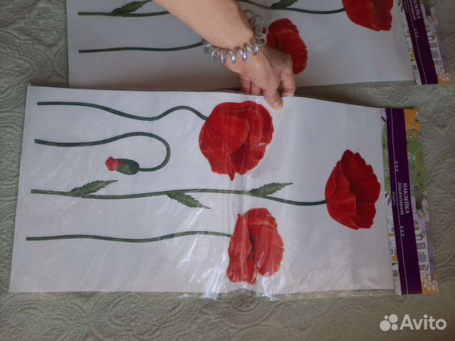 Наклейка декоративная маки интерьер decor цветы