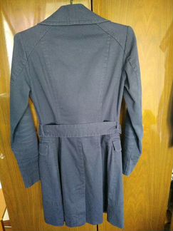 Продам синий плащ, б/у. р 40-42.хлопок