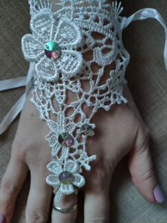 Свадебные ажурные белые перчатки