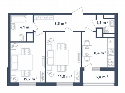 2-к квартира, 50.3 м², 15/26 эт.