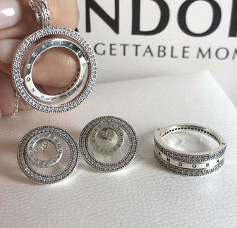 Вращающиеся сердца Пандора Pandora серебро