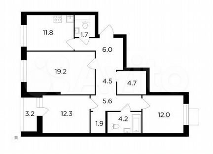3-к квартира, 85.4 м², 2/22 эт.