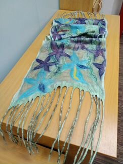 Шарф валяный на шелке, новый