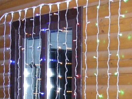 Гирлянда штора занавес 2 на 6 желтая с мерцанием