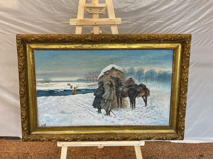Картина холст масло войны Наполеона, автор Быков