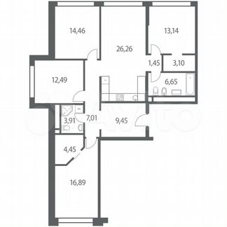 4-к квартира, 119.3 м², 20/35 эт.
