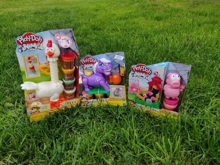 Play-Doh. Курочка, поросята, кран-погрузчик новые