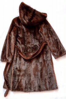 Норковая шуба с поясом