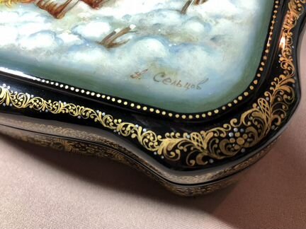 Шкатулка авторская (лаковая миниатюра), Федоскино