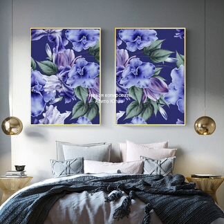 Картина цветы принт холст живопись в интерьер