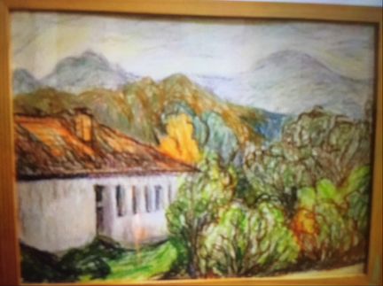 Картина авторская масляная пастель пейзаж