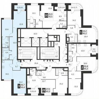 3-к квартира, 94.4 м², 3/34 эт.