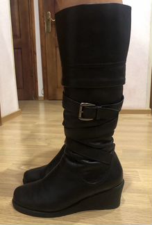 Зимние кожаные сапоги