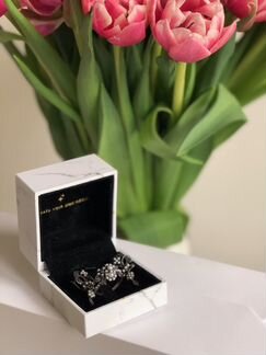 Кольцо и серьги, серебро, микрожемчуг