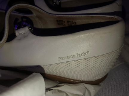Белые туфли на ремешке, балетки Panama Jack