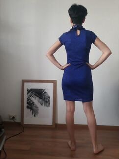 Синее платье с люрексом