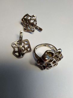Серьги кольцо серебро