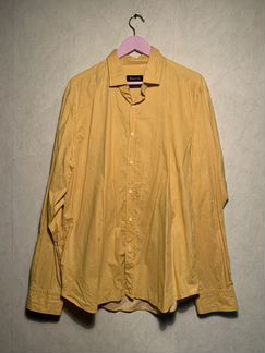 Хлопковая жёлтая рубашка Massimo Dutti