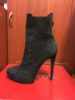 Ботильоны/полуботинки замшевые на каблуке