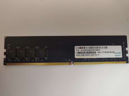 Оперативная память Apacer ddr 4, 4 gb