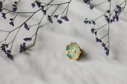 Комплект с эмалью и жемчугом