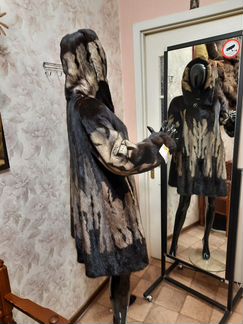 Норковая Шуба 50-52,Пепельная, дл 87см,без дефекта