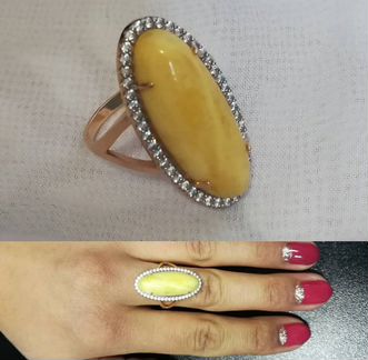 Кольцо с королевским янтарем