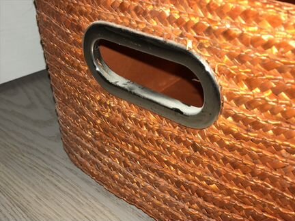 Короб с ручками плетёный эко оранжевый