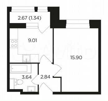 1-к квартира, 32.9 м², 2/22 эт.