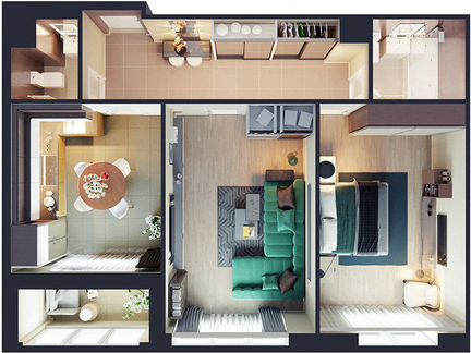 2-к квартира, 59.8 м², 16/20 эт.