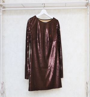 Блестящее Платье в пайетках, шоколадное