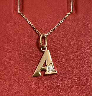 Золотая подвеска с фианитом «А»