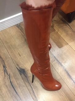 Зимние сапоги из натуральной кожи с мехом кролика