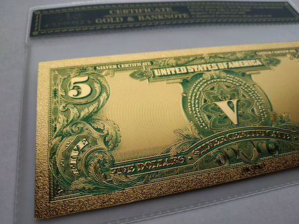 Золотая банкнота 5 долларов США 1899 