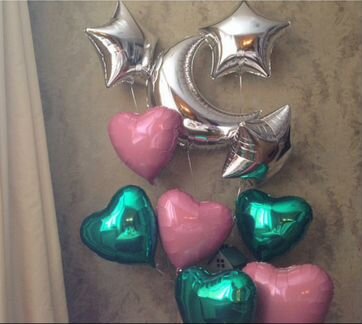 Воздушный шар с гелием сердце, звезда из фольги