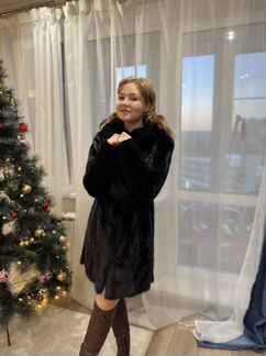 Шуба норковая с капюшоном 42-44