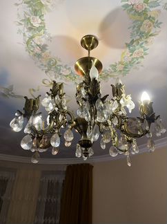 Люстра хрустальная бронзовпя с позолотой