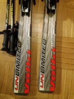 Горные лыжи Volki 177 см, с креплениями и палками