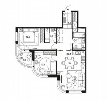 3-к апартаменты, 79.6 м², 5/25 эт.