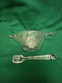 Икорница хрустальная с ложкой